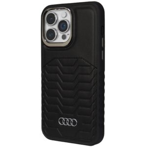 Audi Synthetic Leather MagSafe Apple iPhone 14 Pro Max 6.7" juodos spalvos kietas dėklas AU-TPUPCMIP14PM-GT/D3-BK - Image 2