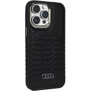Audi Synthetic Leather MagSafe Apple iPhone 14 Pro Max 6.7" juodos spalvos kietas dėklas AU-TPUPCMIP14PM-GT/D3-BK - Image 6
