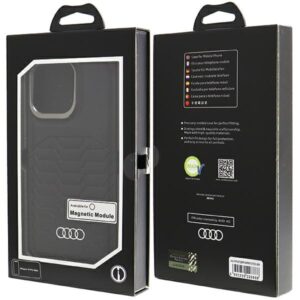 Audi Synthetic Leather MagSafe Apple iPhone 14 Pro Max 6.7" juodos spalvos kietas dėklas AU-TPUPCMIP14PM-GT/D3-BK - Image 7