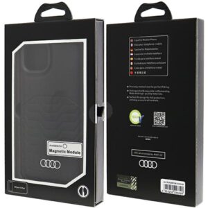 Audi Synthetic Leather MagSafe Apple iPhone 15 Plus / 14 Plus 6.7" juodos spalvos kietas dėklas AU-TPUPCMIP15M-GT/ - Image 7