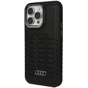 Audi Synthetic Leather MagSafe Apple iPhone 15 Pro Max 6.7" juodos spalvos kietas dėklas AU-TPUPCMIP15PM-GT/D3-BK - Image 2
