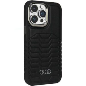 Audi Synthetic Leather MagSafe Apple iPhone 15 Pro Max 6.7" juodos spalvos kietas dėklas AU-TPUPCMIP15PM-GT/D3-BK - Image 6