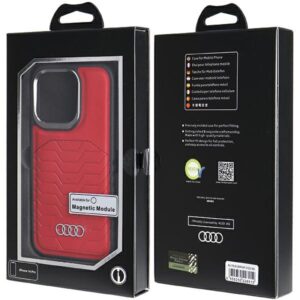 Audi Synthetic Leather MagSafe Apple iPhone 14 Pro 6.1" red kietas dėklas AU-TPUPCMIP14P-GT/D3-RD - Image 7