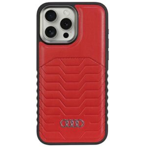 Audi Synthetic Leather MagSafe Apple iPhone 14 Pro Max 6.7" red kietas dėklas AU-TPUPCMIP14PM-GT/D3-RD