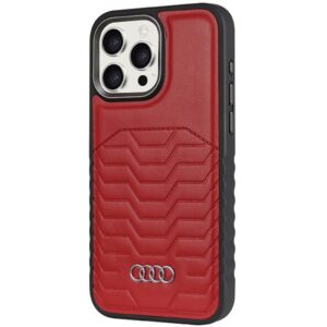 Audi Synthetic Leather MagSafe Apple iPhone 14 Pro Max 6.7" red kietas dėklas AU-TPUPCMIP14PM-GT/D3-RD - Image 2