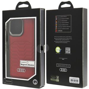 Audi Synthetic Leather MagSafe Apple iPhone 14 Pro Max 6.7" red kietas dėklas AU-TPUPCMIP14PM-GT/D3-RD - Image 7