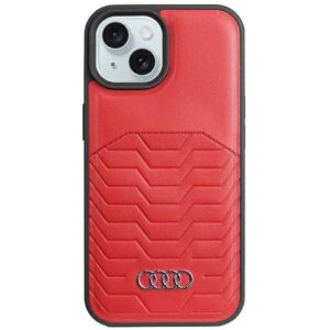 Audi Synthetic Leather MagSafe Apple iPhone 15 / 14 / 13 6.1" red kietas dėklas AU-TPUPCMIP15-GT/D3-RD
