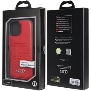 Audi Synthetic Leather MagSafe Apple iPhone 15 / 14 / 13 6.1" red kietas dėklas AU-TPUPCMIP15-GT/D3-RD - Image 7
