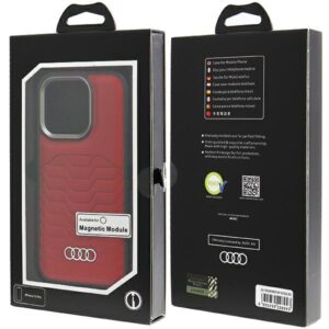 Audi Synthetic Leather MagSafe Apple iPhone 15 Pro 6.1" red kietas dėklas AU-TPUPCMIP15P-GT/D3-RD - Image 7
