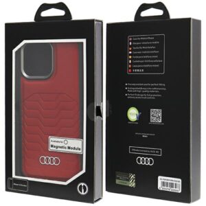 Audi Synthetic Leather MagSafe Apple iPhone 15 Pro Max 6.7" red kietas dėklas AU-TPUPCMIP15PM-GT/D3-RD - Image 7