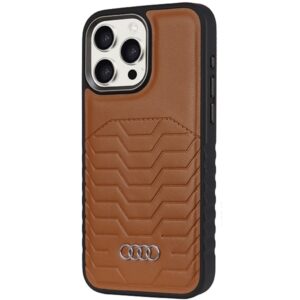 Audi Synthetic Leather MagSafe Apple iPhone 14 Pro 6.1" rudos spalvos kietas dėklas AU-TPUPCMIP14P-GT/D3-BN - Image 2