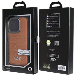 Audi Synthetic Leather MagSafe Apple iPhone 14 Pro 6.1" rudos spalvos kietas dėklas AU-TPUPCMIP14P-GT/D3-BN - Image 7
