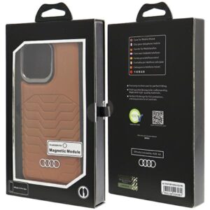 Audi Synthetic Leather MagSafe Apple iPhone 14 Pro Max 6.7" rudos spalvos kietas dėklas AU-TPUPCMIP14PM-GT/D3-BN - Image 7