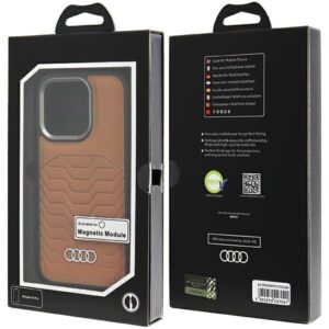 Audi Synthetic Leather MagSafe Apple iPhone 15 Pro 6.1" rudos spalvos kietas dėklas AU-TPUPCMIP15P-GT/D3-BN - Image 7