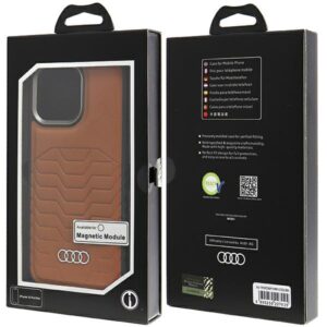 Audi Synthetic Leather MagSafe Apple iPhone 15 Pro Max 6.7" rudos spalvos kietas dėklas AU-TPUPCMIP15PM-GT/D3-BN - Image 7