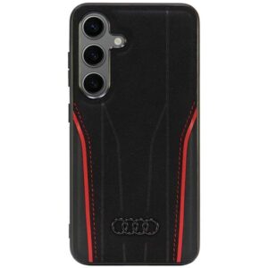 Audi Genuine Leather MagSafe S24 S921 juodos spalvos-red kietas dėklas AU-TPUPCS24-R8/D3-RD