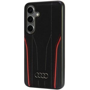 Audi Genuine Leather MagSafe S24 S921 juodos spalvos-red kietas dėklas AU-TPUPCS24-R8/D3-RD - Image 2