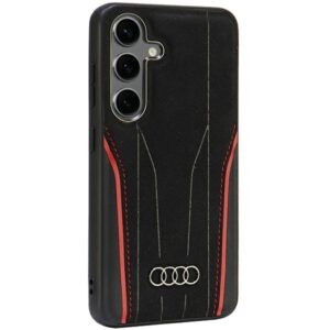 Audi Genuine Leather MagSafe S24 S921 juodos spalvos-red kietas dėklas AU-TPUPCS24-R8/D3-RD - Image 3
