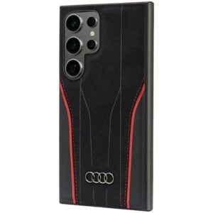 Audi Genuine Leather MagSafe S24 Ultra S928 juodos spalvos-red kietas dėklas AU-TPUPCS24U-R8/D3-RD - Image 2
