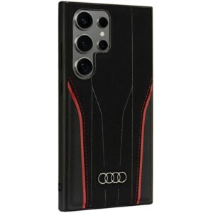Audi Genuine Leather MagSafe S24 Ultra S928 juodos spalvos-red kietas dėklas AU-TPUPCS24U-R8/D3-RD - Image 3