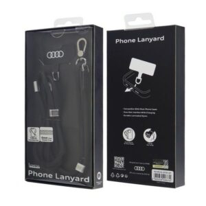 Audi virvelė telefonui 120cm 6mm crossbody juodos spalvos AU-CBL6-R8/D1-BK - Image 3