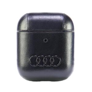 Audi Leather Big Logo AirPods 1/2 dėklas juodos spalvos AU-AP-GT/D3-BK - Image 1