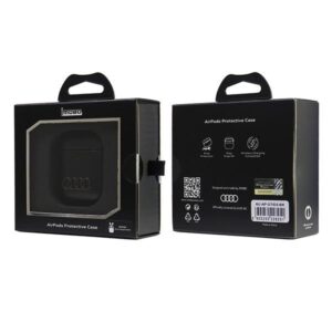 Audi Leather Big Logo AirPods 1/2 dėklas juodos spalvos AU-AP-GT/D3-BK - Image 6