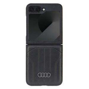 Audi Synthetic Leather MagSafe Z Flip 6 F741 juodos spalvos kietas dėklas AU-TPUPCFlip6-Q5/D1-BK