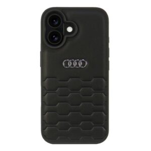 Audi Synthetic Leather Apple iPhone 16 6.1" juodos spalvos kietas dėklas AU-TPUPCIP16-GT/D2-BK - Image 1