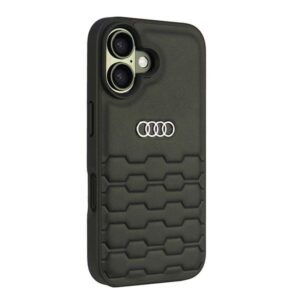 Audi Synthetic Leather Apple iPhone 16 6.1" juodos spalvos kietas dėklas AU-TPUPCIP16-GT/D2-BK - Image 3