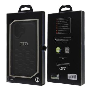 Audi Synthetic Leather Apple iPhone 16 6.1" juodos spalvos kietas dėklas AU-TPUPCIP16-GT/D2-BK - Image 7