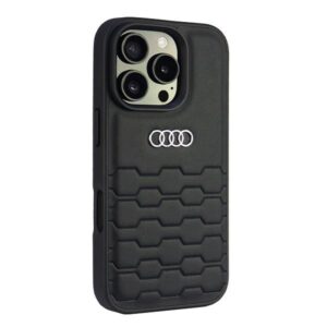 Audi Synthetic Leather Apple iPhone 16 Pro 6.3" juodos spalvos kietas dėklas AU-TPUPCIP16P-GT/D2-BK - Image 2
