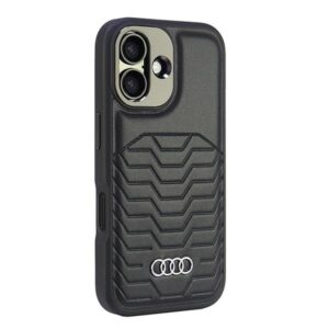 Audi Synthetic Leather MagSafe Apple iPhone 16 6.1" juodos spalvos kietas dėklas AU-TPUPCMIP16-GT/D3-BK - Image 3