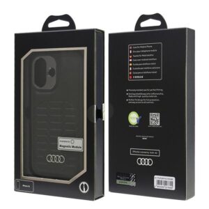 Audi Synthetic Leather MagSafe Apple iPhone 16 6.1" juodos spalvos kietas dėklas AU-TPUPCMIP16-GT/D3-BK - Image 7