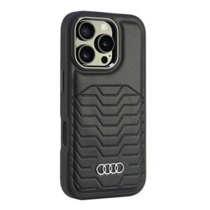 Audi Synthetic Leather MagSafe Apple iPhone 16 Pro 6.3" juodos spalvos kietas dėklas AU-TPUPCMIP16P-GT/D3-BK - Image 2