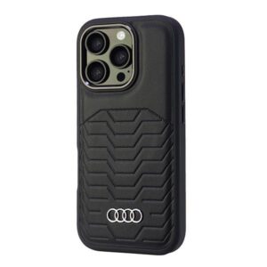 Audi Synthetic Leather MagSafe Apple iPhone 16 Pro 6.3" juodos spalvos kietas dėklas AU-TPUPCMIP16P-GT/D3-BK - Image 3