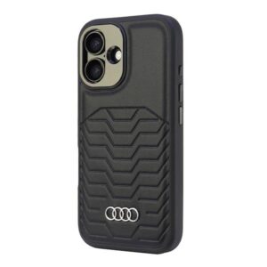Audi Synthetic Leather MagSafe Apple iPhone 16 Plus 6.7" juodos spalvos kietas dėklas AU-TPUPCMIP16M-GT/D3-BK - Image 2