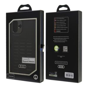 Audi Synthetic Leather MagSafe Apple iPhone 16 Plus 6.7" juodos spalvos kietas dėklas AU-TPUPCMIP16M-GT/D3-BK - Image 7