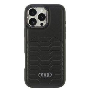 Audi Synthetic Leather MagSafe Apple iPhone 16 Pro Max 6.9" juodos spalvos kietas dėklas AU-TPUPCMIP16PM-GT/D3-BK