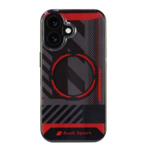 Audi IML Sport MagSafe Apple iPhone 16 6.1" juodos spalvos kietas dėklas AUS-IMLMIP16-RSQ/D2-BK