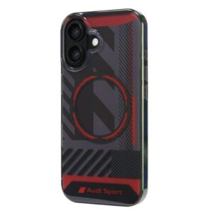 Audi IML Sport MagSafe Apple iPhone 16 6.1" juodos spalvos kietas dėklas AUS-IMLMIP16-RSQ/D2-BK - Image 3
