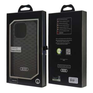 Audi IML Stitching Pattern MagSafe Apple iPhone 16 Pro 6.3" juodos spalvos kietas dėklas AU-IMLMIP16P-Q5/D3-BK - Image 7