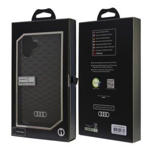 Audi IML Stitching Pattern MagSafe Apple iPhone 16 Plus 6.7" juodos spalvos kietas dėklas AU-IMLMIP16M-Q5/D3-BK - Image 7