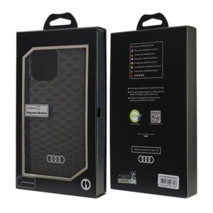 Audi IML Stitching Pattern MagSafe Apple iPhone 16 Pro Max 6.9" juodos spalvos kietas dėklas AU-IMLMIP16PM-Q5/D3-BK - Image 7