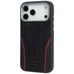 Dėklas Audi R8 Genuine Leather MagSafe Apple iPhone 17 Pro juodos spalvos-red - Image 3