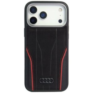 Dėklas Audi R8 Genuine Leather MagSafe Apple iPhone 17 Pro Max juodos spalvos-red