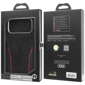 Dėklas Audi R8 Genuine Leather MagSafe Apple iPhone 17 Pro Max juodos spalvos-red - Image 10