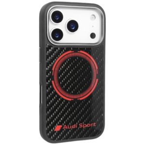 Dėklas Audi RSQ Carbon Fiber Sport Red Circle MagSafe Apple iPhone 17 Pro juodos spalvos - Image 2