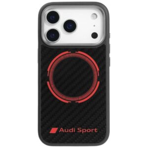Dėklas Audi RSQ Carbon Fiber Sport Red Circle MagSafe Apple iPhone 17 Pro juodos spalvos - Image 1