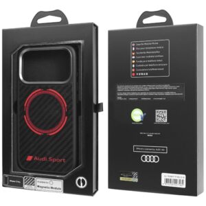 Dėklas Audi RSQ Carbon Fiber Sport Red Circle MagSafe Apple iPhone 17 Pro juodos spalvos - Image 10